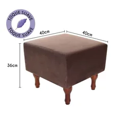 Puff Banqueta Espuma 40cm Quadrado Suede Marrom Decorativo Foto mini 2