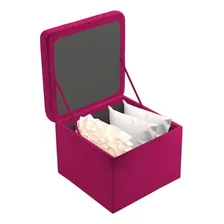 Puff Baú Capitonê Quadrado Suede Pink Pufe Organizador Foto mini 2