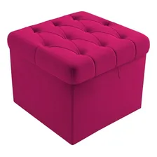 Puff Baú Capitonê Quadrado Suede Pink Pufe Organizador Foto mini 1