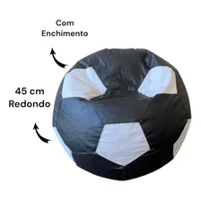 Puff Bola De Futebol Pequeno Cor Preto Com Branco Foto mini 4