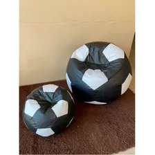 Puff Bola De Futebol Pequeno Cor Preto Com Branco Foto mini 2