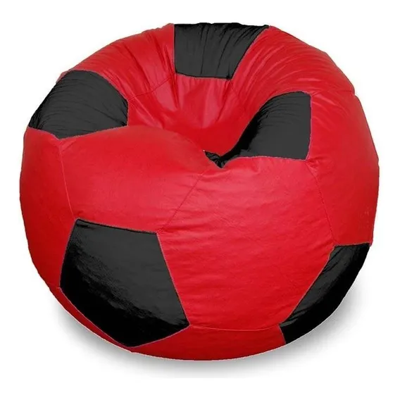 Puff Bola Super Em Corino Vermelho & Preto Foto 1