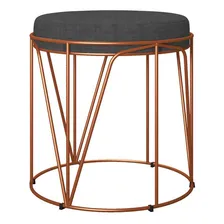 Puff Decorativo Aramado Bronze Zaya L02 Linho Chumbo Foto  mini 1