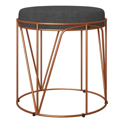 Puff Decorativo Aramado Bronze Zaya L02 Linho Chumbo Foto 1