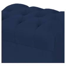 Puff Decorativo París Luis Xv Capitone Suede Azul Marinho Foto mini  3
