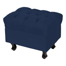 Puff Decorativo París Luis Xv Capitone Suede Azul Marinho Foto  mini 1