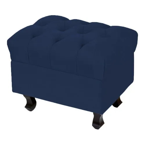 Puff Decorativo París Luis Xv Capitone Suede Azul Marinho Foto 1