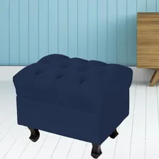 Puff Decorativo París Luis Xv Capitone Suede Azul Marinho Foto mini  2