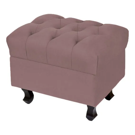 Puff Decorativo ParÃs Luis Xv Capitone Suede Rosê Foto 1