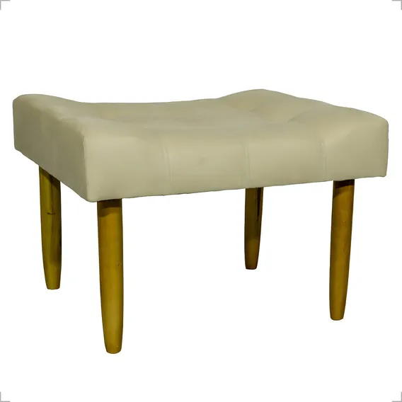 Puff Decorativo Retangular Requinte Pé Palito Suede Bege Foto 1