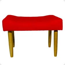 Puff Decorativo Retangular Requinte Pé Palito Suede Bege Cor Vermelho Foto mini 2