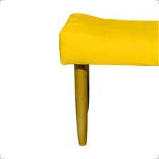Puff Decorativo Retangular Requinte PĂ© Palito Suede Cores Cor Amarelo Foto mini 3
