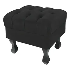Puff Decorativo Retrô Luís Xv Capitonê Sala Suede Preto Foto mini 1