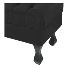 Puff Decorativo Retrô Luís Xv Capitonê Sala Suede Preto Foto mini 4