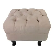 Puff Decorativo Retrô Luis Xv Capitonê Suede Bege - D'rossi Foto mini 2