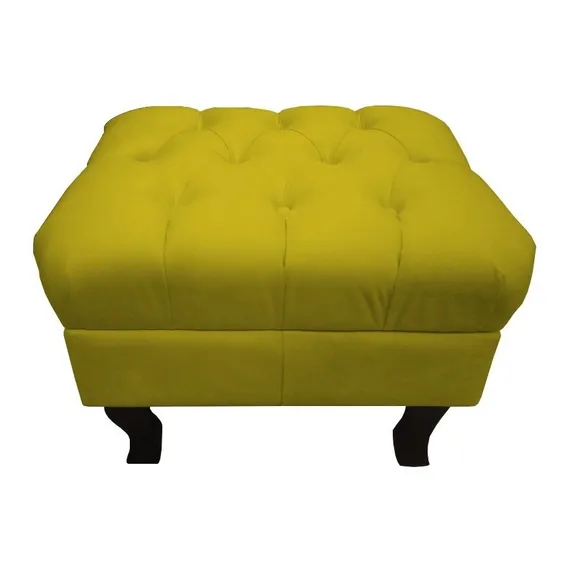 Puff Luis Xv Vermelho Capitonê Retrô Super Cor Amarelo Foto 1