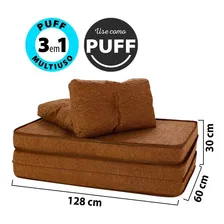 Puff Multiuso 3 Em 1 Casal 128cm Marrom Corvin + Travesseiro Foto mini 2