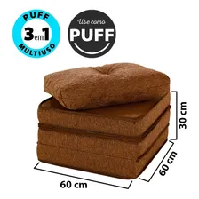 Puff Multiuso 3 Em 1 Solteiro 60 Marrom Corvin + Travesseiro Foto mini 2