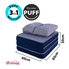 Puff Multiuso 3 Em 1 Solteiro Jacquard Azul + Travesseiro Foto mini 2