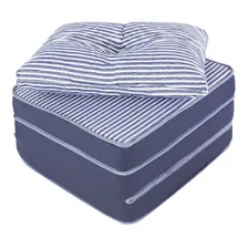 Puff Multiuso 3 Em 1 Solteiro Jacquard Azul + Travesseiro Foto mini 1