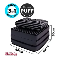 Puff Multiuso 3 Em 1 Solteiro Jacquard Preto + Travesseiro Foto mini  2