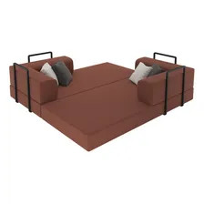 Puff Na Caixa Ajl Modular 3 Em 1 Dobrável 2 Sofá Cama Cor Terracota Foto  mini 1