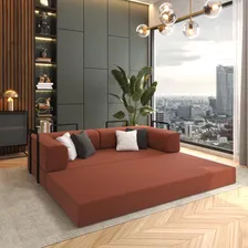 Puff Na Caixa Ajl Modular 3 Em 1 Dobrável 2 Sofá Cama Cor Terracota Foto mini 4