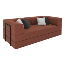 Puff Na Caixa Ajl Modular 3 Em 1 Dobrável 2 Sofá Cama Cor Terracota Foto mini  3