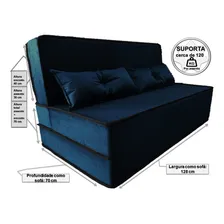 Puff Ou Sofá Ou Colchão D33- Puff Cama Dobravel Casal Cor Azul-marinho Foto mini 2