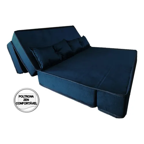 Puff Ou Sofá Ou Colchão D33- Puff Cama Dobravel Casal Cor Azul-marinho Foto 1