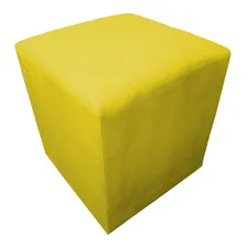 Puff Puf Decorativo Lavínia Quadrado Suede Amarelo Closet Foto  mini 1