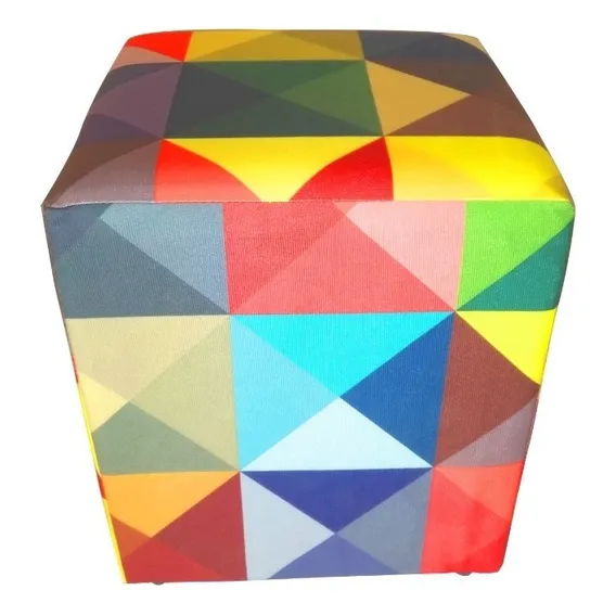 Puff Puf Decorativo LavÃnia Quadrado Suede Triângulo Foto 1