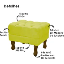Puff Puf Retro Capitone 52x44cm Suede Amarelo Mpassos Foto mini 4