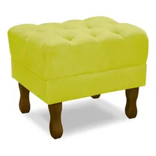 Puff Puf Retro Capitone 52x44cm Suede Amarelo Mpassos Foto  mini 1