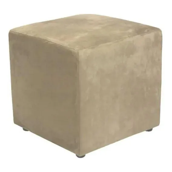 Puff Quadrado Decorativo Suede Bege Foto 1