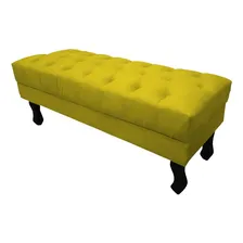 Puff Recamier Baú Luis Xv 1,80m Suede Amarelo Foto mini 1