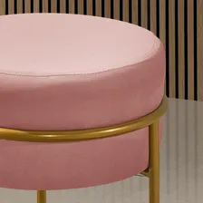 Puff Redondo Argola Levi Rosa Decorativo Sala Puf Banqueta Foto mini  3