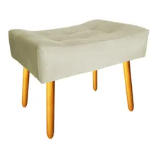 Puff Retangular Nina Suede Bege Foto  mini 1