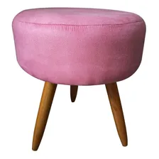 Puff Sala Redondo LavĂnia Suede RosĂȘ PĂ©s Madeira Foto mini 1