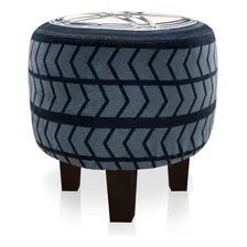 Puffinho Infantil Estampado Suede Pneu Carro Pés Tabaco Foto mini 3