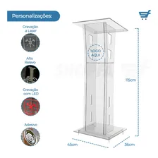 Púlpito Acrilico Auxiliar Gravação + Led 1cor Cor Transparente Foto mini 1