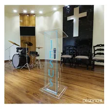 Púlpito Acrilico Auxiliar Gravação + Led 1cor Cor Transparente Foto mini 4