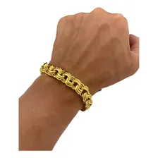 Pulseira 12mm Friso Triplo Banhado A Ouro 18k Luxo Foto mini 1