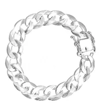 Pulseira 1x1 Fecho De Gaveta Prata 12mm Largura Grossa 25cm Comprimento 25 Cm Diâmetro 25 Cm Foto  mini 1