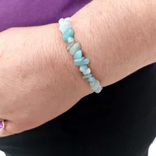 Pulseira Amazonita Natural Exclusiva Azul Com Branco Foto mini  2