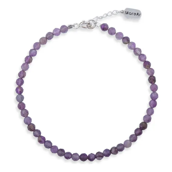 Pulseira Ametista e Prata 925 - Tamanho 21cm - Coleção Maldivas | MareaAr Cristais Foto 1