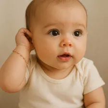Pulseira Antialergica Bolinha Recem Nascido Banhada + Comprimento 15 Foto mini  3