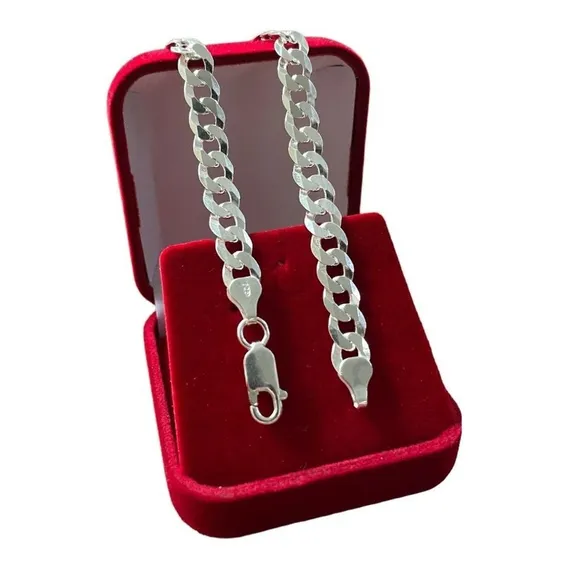 Pulseira Aqua Jóias Pulseira masculina Pulseira Grumet De Prata 7mm de prata polido, prata 925 tamanho médio para adultos 21cm de largo / 21cm de diámetro Foto 1