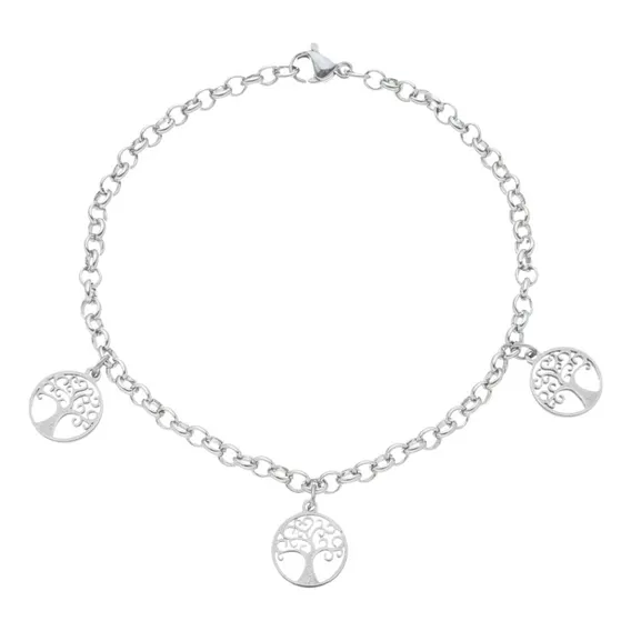 Pulseira Árvore Da Vida Com Pingente Em Aço Cirúrgico Foto 1