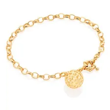 Pulseira Banhado Ouro Elo Português Globo Fecho Boia 550853 Comprimento 20 cm Cor Dourado Diâmetro 20 cm Foto mini 1